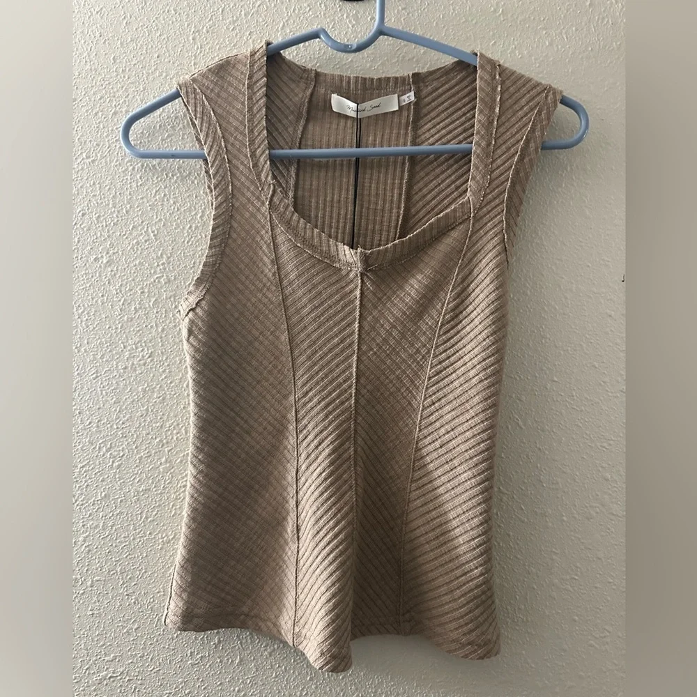 Mustard Seed Ribbed Tan Tank Top - Picture 1 of 3